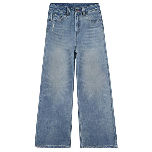 馥迦显瘦复古阔腿牛仔裤 商品图3