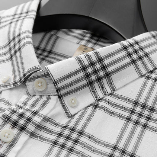 【DG】大依优型大码男装夏季棉麻格子短袖衬衫透气商务休闲短袖T恤300斤 商品图4