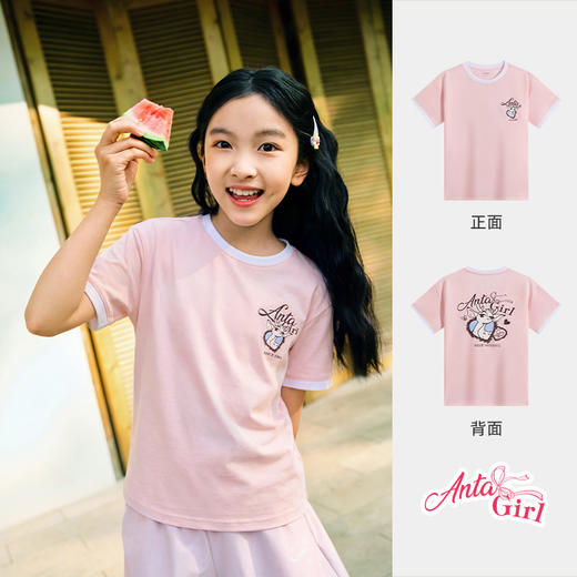 小鹿斑比IP安踏儿童短袖女童上衣2026新款可爱卡通夏季上衣362628107 商品图5