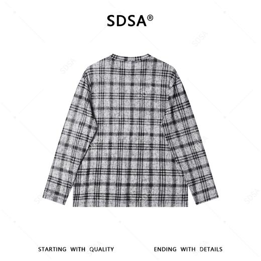 26T103SDSA男装2026新款高贵轻奢简约扎染撞色格纹圆领长袖T恤百搭时尚 商品图5