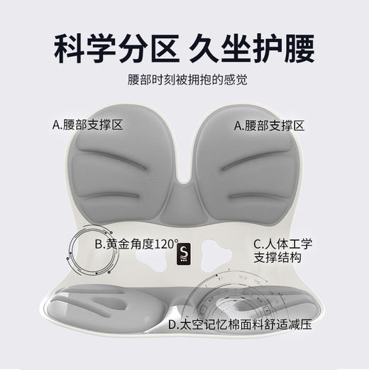 【矫正坐姿】思菲其人体工学护腰坐垫 分区承托 科学护脊护腰 舒适包裹腰椎 久坐不累 商品图2