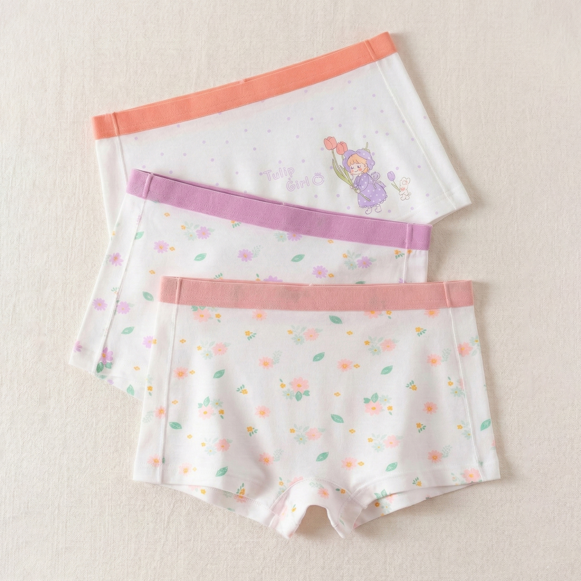 连绵·女童莫代尔平角内裤 3条装（3-9岁）