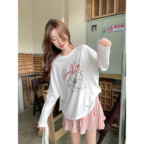 <曾小咸推荐>韩系圆领t恤女长袖薄款上衣夏【预售款，预计3-15天！！】