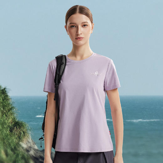 诺诗兰 向岳II女式圆领短袖T恤  科技防晒阻隔UVA/UVB多波段紫外线，99%防护力，吸湿速干面料保持清爽不粘腻，户外出行更安心舒适。NTSGT2324E 商品图5
