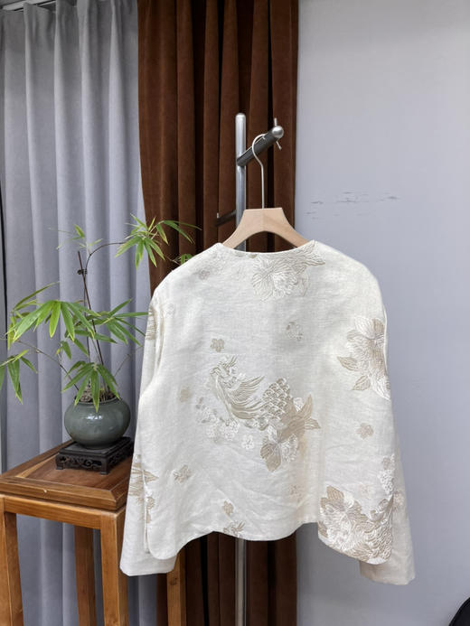 原单新款重磅提花亚麻外套 商品图4