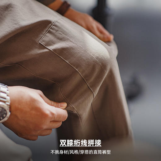 马登工装美式复古灰绿色双膝伐木裤直筒宽松松紧腰休闲长裤子男春 商品图1