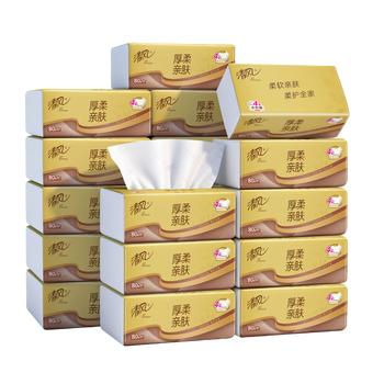 清风抽纸 厚柔4层80抽*18包M码 亲肤无刺激卫生纸抽 纸巾面巾纸 整箱 商品图3