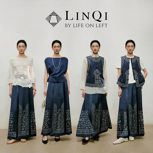 【林栖设计小店】 镜花水月|素皱缎手工鱼鳞褶2026夏新款花间栩蝶绣花改良马面裙1962066 商品图7