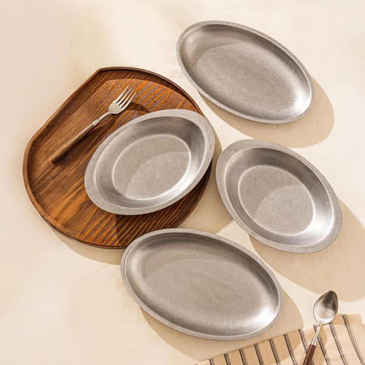 摩登主妇复古西餐盘304不锈钢意面盘子高级感牛排沙拉草帽盘餐具 商品图4