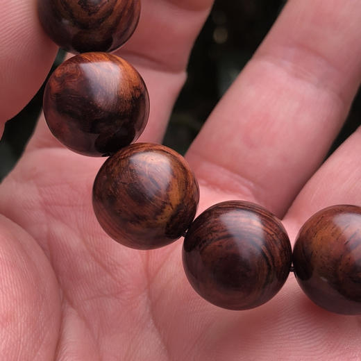 【青山特惠】1.5*15颗海南黄花梨紫油梨满纹水波老料文玩手串h117 商品图5