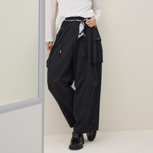 谜底高腰阔腿裤长裤2026夏季新品工装风简约大气时尚女262MK0667 商品图0
