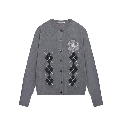 韩国潮牌MARDI！ 25ss老钱风徽标刺绣单排扣格子长袖针织衫明星同款！ 商品图2