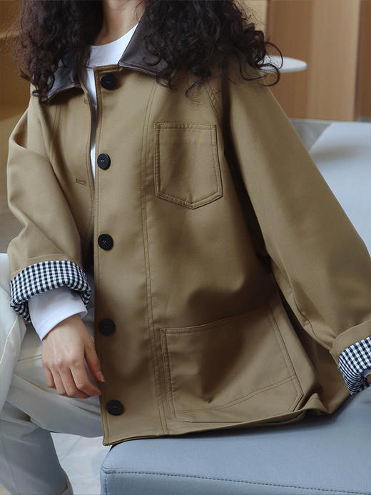 【源头工厂  大牌范风衣/夹克】72小时内发货 中长款和短款可选 随便内搭一件白T 上身都很有气质~ 商品图6