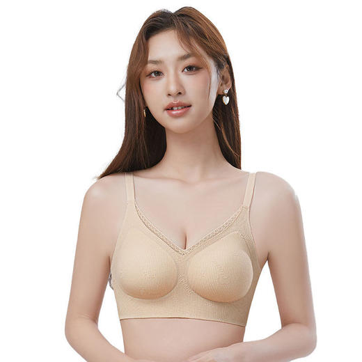 ZYQ-559  粉底液内衣无痕蕾丝反重力提拉薄款透气固定杯舒适小胸聚拢文胸（单件） 商品图4