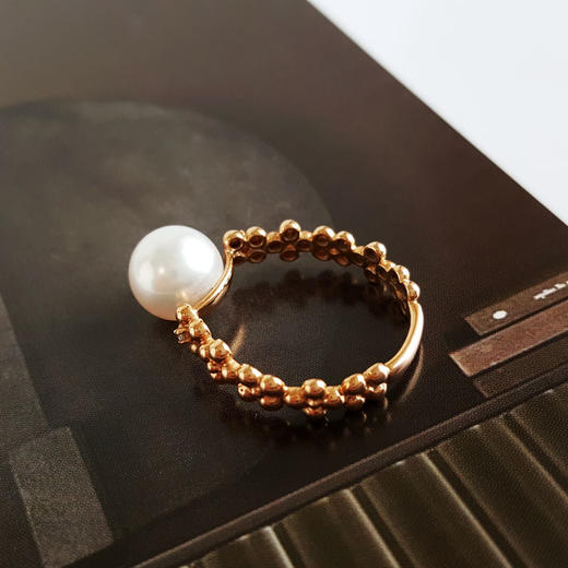 【天然正品】AU750黄金镶钻镶天然近完美约8.5MM粉色晕彩AKOYA 海水珍珠戒指12.5号（皆取最大值）280226NJS66 商品图4