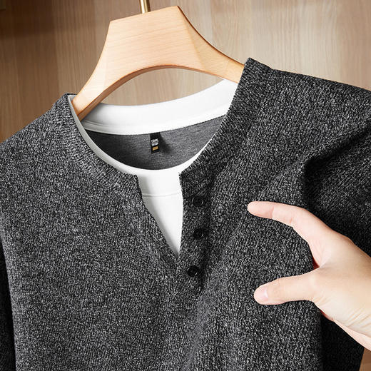 【DDS】大依优型大码男装春季圆领卫衣时尚休闲商务假两件长袖卫衣上衣 商品图1