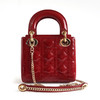 【95新】Dior迪奥迷你LADY DIOR手袋迷你红色漆皮三格戴妃链条包手提单肩包女士050326NJS15 商品缩略图4