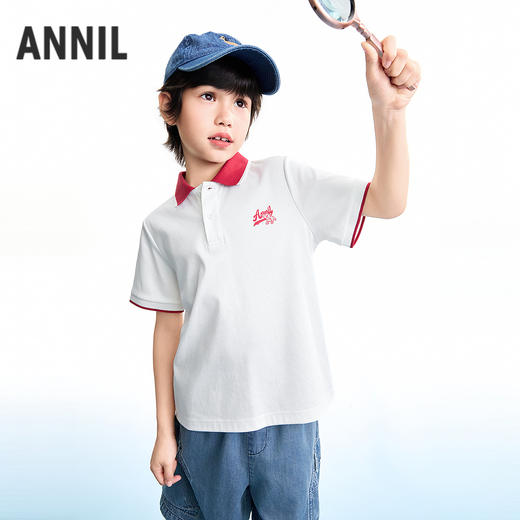 【实体店同款】男童翻领短袖针织衫夏季新款安奈儿童装AB621118 商品图1