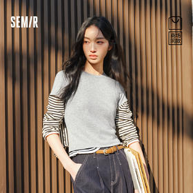 【99元任选2件】商场同款|森马短袖T恤女夏短款纯色修身圆领2026新款休闲简约上衣