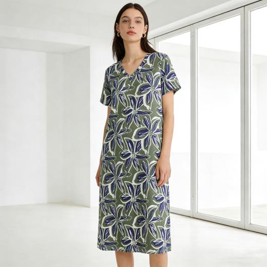 【mix relax系列】舒雅女短袖连衣裙32S棉莫代尔单面  50%棉50%莫代尔  150g/m2   31/26396D 商品图5