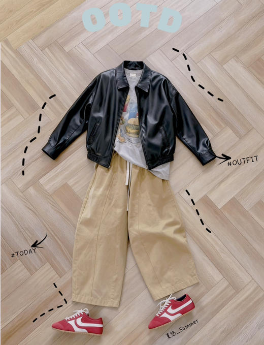 复古黑色酷飒风休闲皮衣！女款2026新款显瘦百搭翻领皮夹克小个子外套！ 商品图1