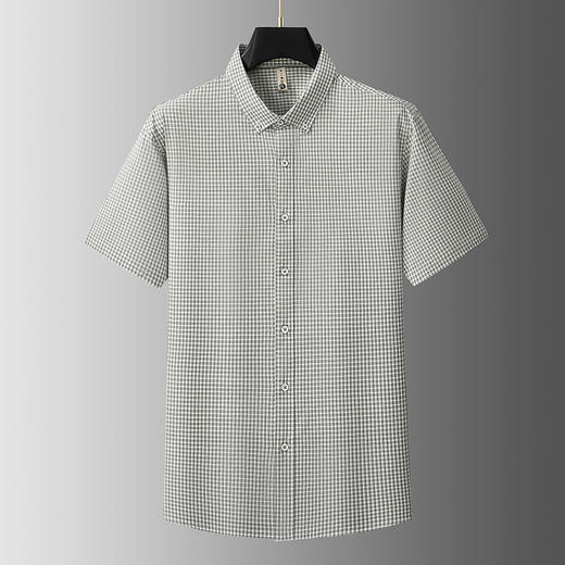 【DG】【纯棉】大依优型大码男装夏季纯色格子短袖衬衫商务休闲T恤300斤 商品图1