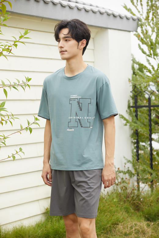 【79元限时秒杀】【秀黛】男圆领字母短袖套装男士夏季睡衣家居服L2550018T【门店同款】【如遇缺货自动退款，介意勿拍】 商品图6