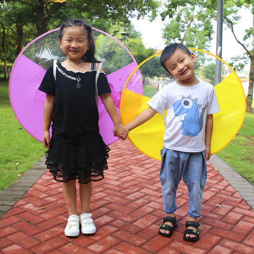 【解放双手❗让孩子自由玩耍】小黄鸭宝宝雨衣飞碟雨衣户外斗篷式透明防水雨衣抖音同款。rh 商品图1