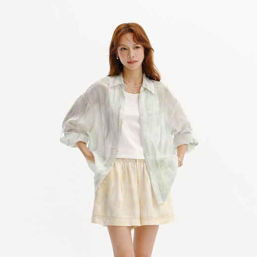 商场同款|森马长袖衬衫女夏中长款oversize收腰2026新款小众上衣 商品图2