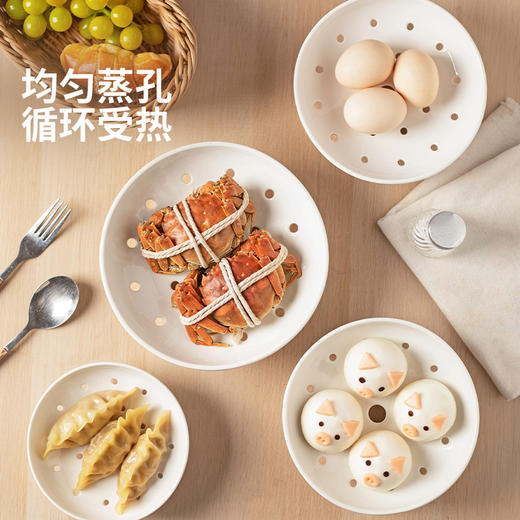 摩登主妇陶瓷蒸盘高脚米饭馒头蒸格家用圆形食品级炒锅电饭煲蒸架 商品图4