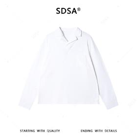 SDSA男装2026新款高贵轻奢松弛感纯色翻领长袖T恤百搭简约上衣