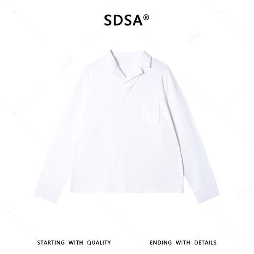 SDSA男装2026新款高贵轻奢松弛感纯色翻领长袖T恤百搭简约上衣 商品图0