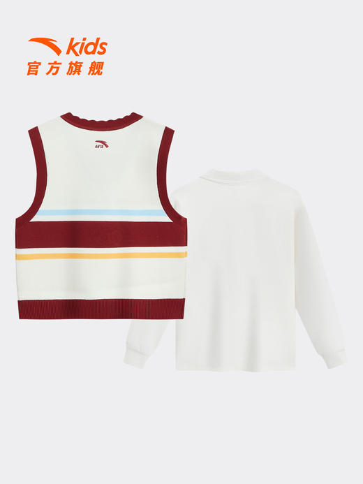 安踏儿童女大童两件套上衣2026年新款女孩篮球针织背心长袖T恤超362621715 商品图2