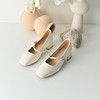 经典鲨2026年春专柜新品时尚方头4cm粗跟甜美花朵水钻单鞋女KW119-617011 商品缩略图1