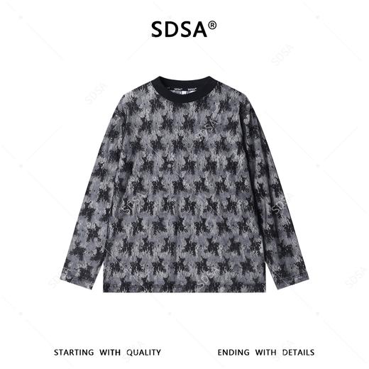 26T110SDSA男装2026新款高贵轻奢韩系撞色花卉蕾丝圆领长袖T恤百搭休闲 商品图1