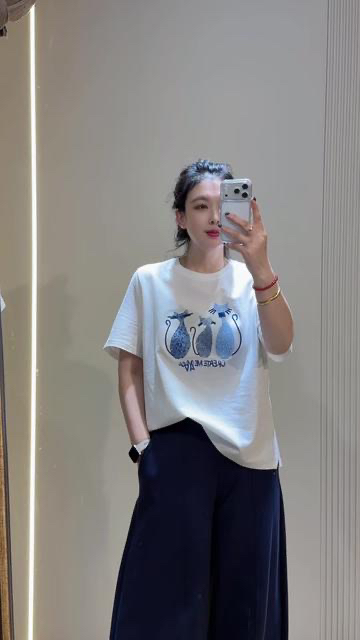【面料超好，不变形】水淼2026春猫咪印花休闲百搭T恤2487