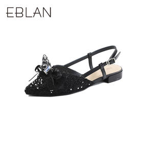 伊伴2026夏季显瘦尖头重工少女装饰低跟穆勒拖B26211512