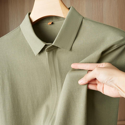 【DDP】大依优型大码男装春季门襟拉链款长袖衬衫无痕商务休闲棉质T恤 商品图3