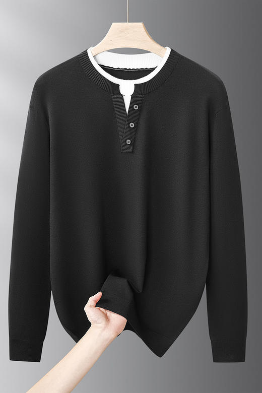 【DDS】大依优型大码男装春季假两件软糯打底衫休闲商务圆领针织衫320斤 商品图5