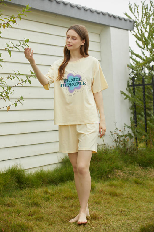 【69元限时秒杀】【秀黛】女圆领花花短袖套装女士夏季睡衣家居服L2551046T【门店同款】【如遇缺货自动退款，介意勿拍】 商品图0