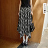 西遇学院风格子半身裙女2026年春季新款气质不规则中长款大摆裙E0060185 商品缩略图0