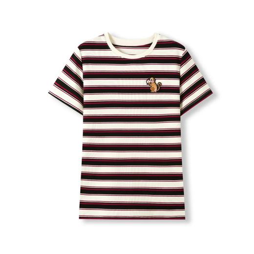 【mmgzs-2001】女士时尚长绒棉条纹百搭短袖T恤！！ 商品图1