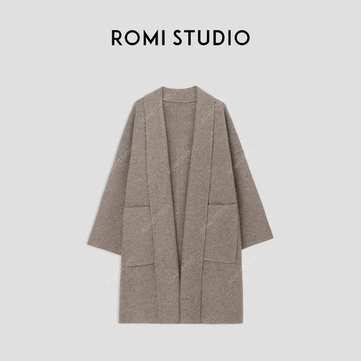 ROMI STUDIO“贵妇老钱”80%羊毛宽松中长款燕麦针织开衫 23AWM1221 商品图0