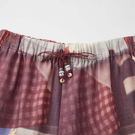 谜底花色阔腿裤长裤2026夏季新品吊坠抽绳度假休闲裤女262MK0634 商品图3