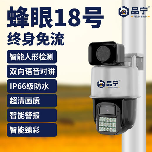 品宁新品蜂眼18号4G免充值款智能人形侦测声光报警 商品图0