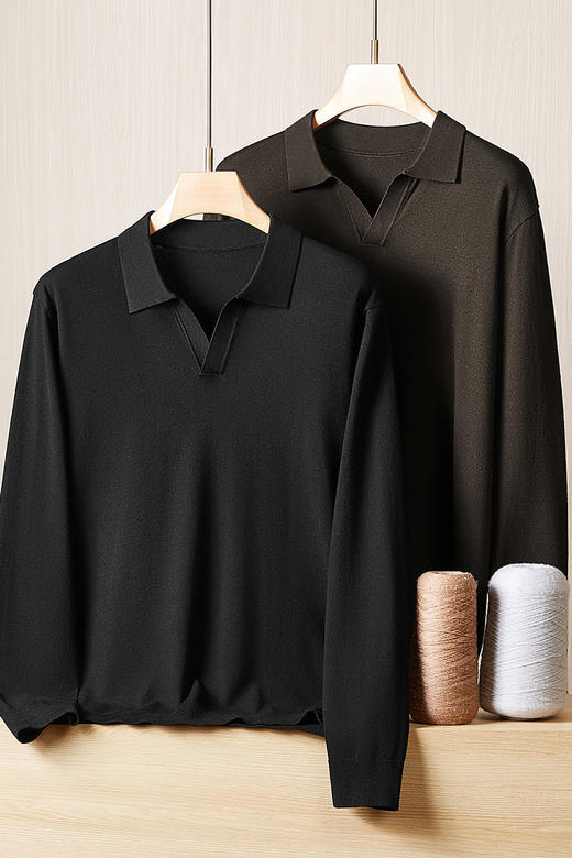 【DDS】大依优型大码男装翻领polo衫商务休闲百搭长袖打底衫加肥上衣 商品图5