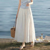 西遇白色蕾丝半身裙女2026年春季新款松紧腰设计感中长款A字裙E0060186 商品缩略图3