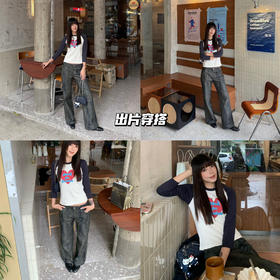 新品上身| 蓝色印花t搭斑驳牛仔裤💞