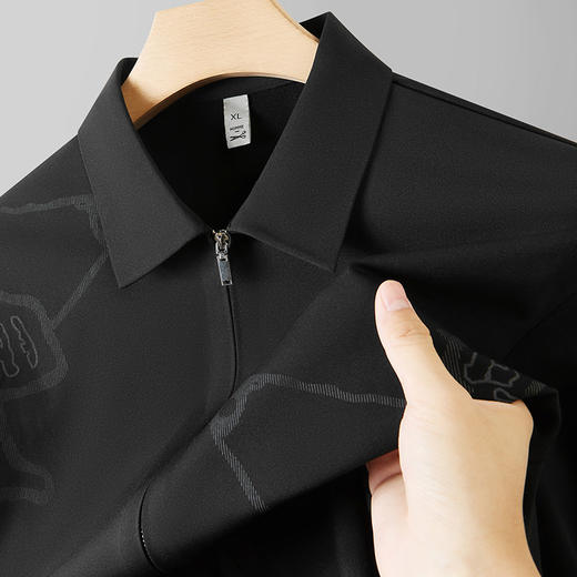 【DDP】大依优型大码男装春季拉链款长袖衬衫商务休闲免烫长袖翻领T恤 商品图3