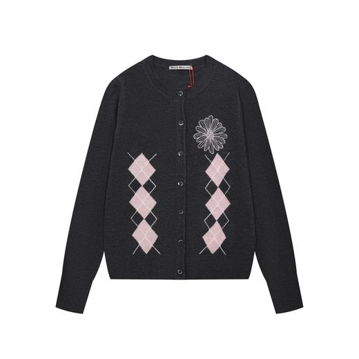 韩国潮牌MARDI！ 25ss老钱风徽标刺绣单排扣格子长袖针织衫明星同款！ 商品图3